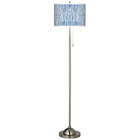 Image2 of Giclee Glow 62" Beachcomb Blue Shade Brushed Nickel Floor Lamp