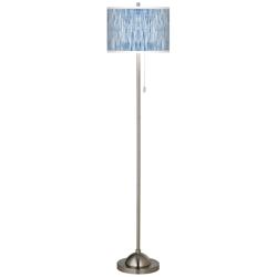 Giclee Glow 62&quot; Beachcomb Blue Shade Brushed Nickel Floor Lamp