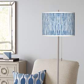 Image1 of Giclee Glow 62" Beachcomb Blue Shade Brushed Nickel Floor Lamp