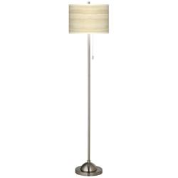 Giclee Glow 62&quot; Birch Blonde Brushed Nickel Pull Chain Floor Lamp