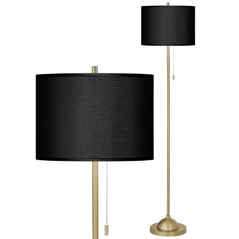 Image 1 Giclee Glow 62"  Black Faux Silk Warm Gold Stick Floor Lamp