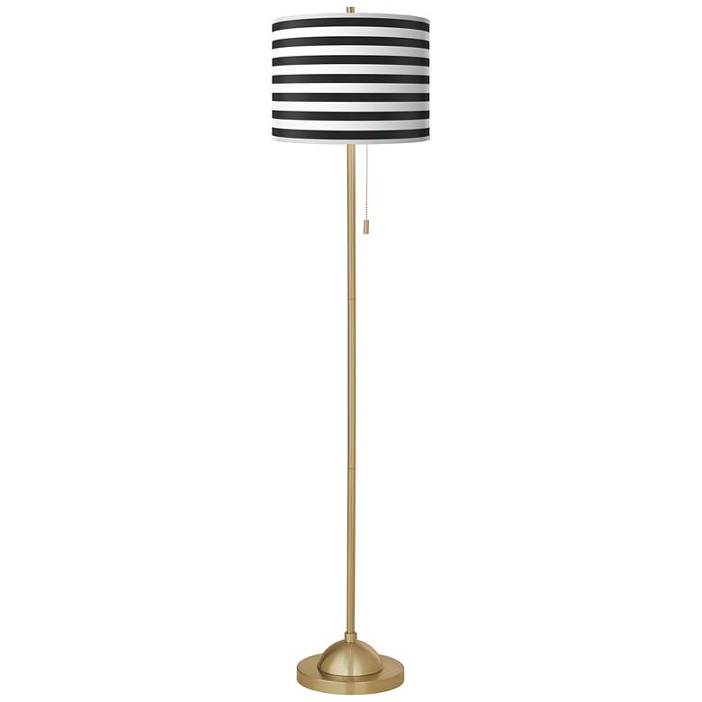 Image 2 Giclee Glow 62 inch Black Horizontal Stripe Shade Gold Stick Floor Lamp