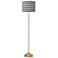 Giclee Glow 62" Black Horizontal Stripe Shade Gold Stick Floor Lamp
