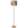 Giclee Glow 62" Bounce Pattern Shade with Warm Gold Stick Floor Lamp