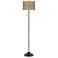 Giclee Glow 62" Burlap Print Shade Bronze Finish Club Floor Lamp