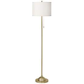 Image2 of Giclee Glow 62" Cream Faux Silk Giclee Warm Gold Stick Floor Lamp