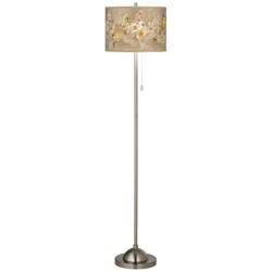 Giclee Glow 62&quot; Floral Spray Shade Brushed Nickel Floor Lamp