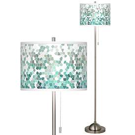 Image2 of Giclee Glow 62" High 1-Light Aqua Mosaic Brushed Nickel Floor Lamp