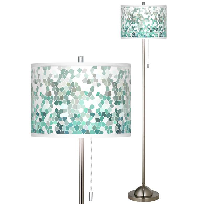 Image 2 Giclee Glow 62 inch High 1-Light Aqua Mosaic Brushed Nickel Floor Lamp