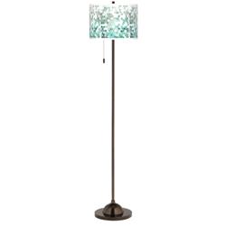 Giclee Glow 62&quot; High Aqua Mosaic Shade Bronze Club Floor Lamp