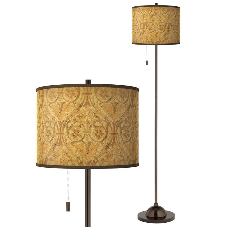 Image 1 Giclee Glow 62 inch High Golden Versailles Shade Bronze Club Floor Lamp