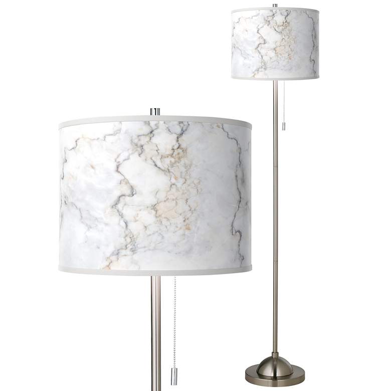 Image 1 Giclee Glow 62" High Marble Glow Brushed Nickel Pull Chain Floor Lamp