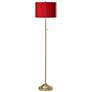 Giclee Glow 62" High Red Faux Silk Warm Gold Stick Floor Lamp