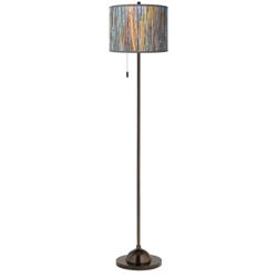 Giclee Glow 62&quot; High Striking Bark Shade Bronze Club Floor Lamp