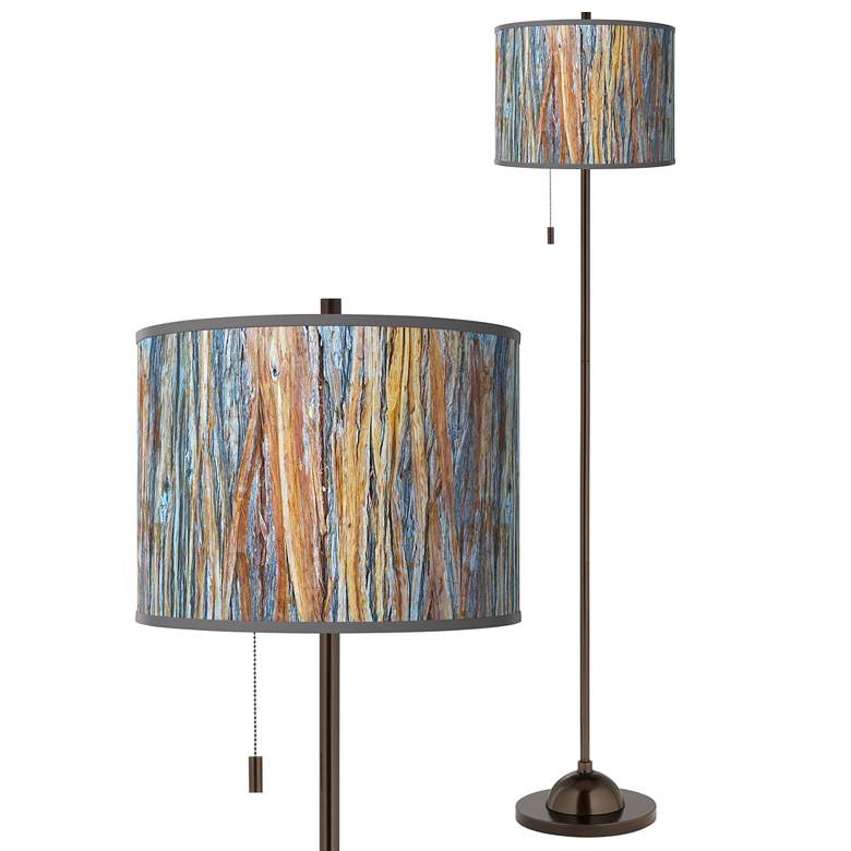 Image 1 Giclee Glow 62" High Striking Bark Shade Bronze Club Floor Lamp