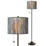 1_Giclee Glow 62" High Striking Bark Shade Bronze Club Floor Lamp