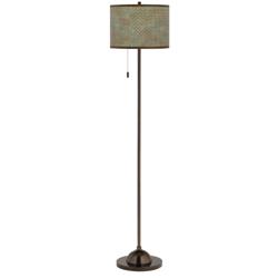 Giclee Glow 62" Interweave Patina Shade Bronze Club Floor Lamp