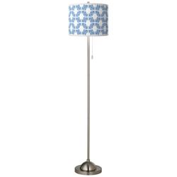 Giclee Glow 62&quot; Leaf Symmetry Brushed Nickel Pull Chain Floor Lamp