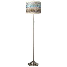 Image2 of Giclee Glow 62" Marble Jewel Brushed Nickel Pull Chain Floor Lamp