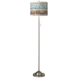 Giclee Glow 62&quot; Marble Jewel Brushed Nickel Pull Chain Floor Lamp