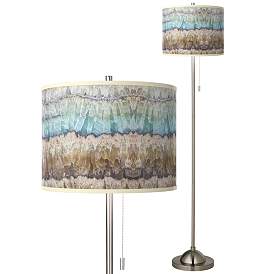 Image1 of Giclee Glow 62" Marble Jewel Brushed Nickel Pull Chain Floor Lamp