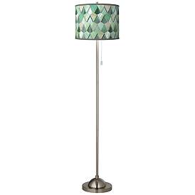 Image2 of Giclee Glow 62" Misty Morning Shade Nickel Pull Chain Floor Lamp
