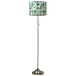 Giclee Glow 62&quot; Misty Morning Shade Nickel Pull Chain Floor Lamp