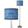 Giclee Glow 62" Oceanside Blue Shade Nickel Pull Chain Floor Lamp