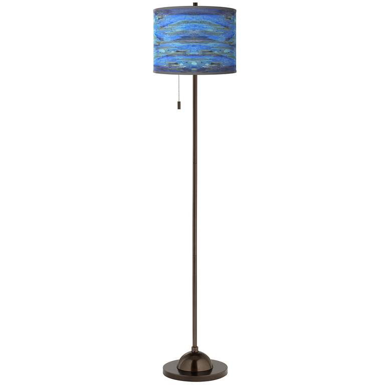 Image 2 Giclee Glow 62" Oceanside Blue Shade with Bronze Club Floor Lamp