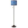 Giclee Glow 62" Oceanside Blue Shade with Bronze Club Floor Lamp