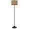 Giclee Glow 62" Simulated Leatherette Shade Bronze Club Floor Lamp