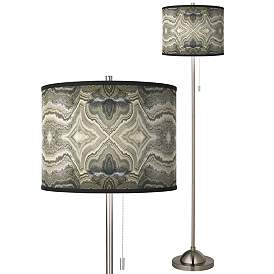 Image1 of Giclee Glow 62" Sprouting Marble Brushed Nickel Pull Chain Floor Lamp