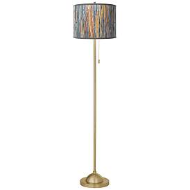 Image2 of Giclee Glow 62" Striking Bark Shade Warm Gold Stick Floor Lamp