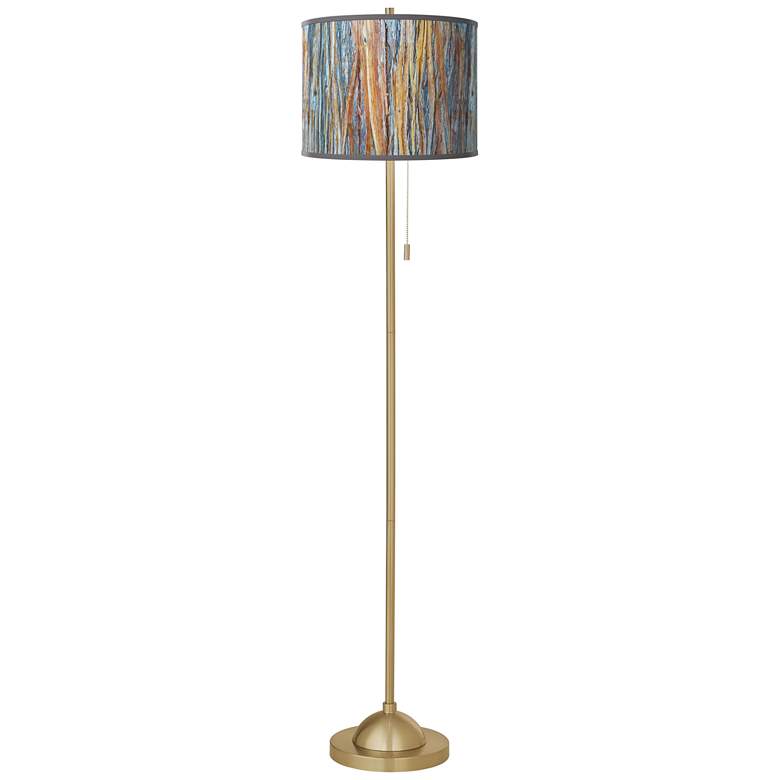 Image 2 Giclee Glow 62" Striking Bark Shade Warm Gold Stick Floor Lamp