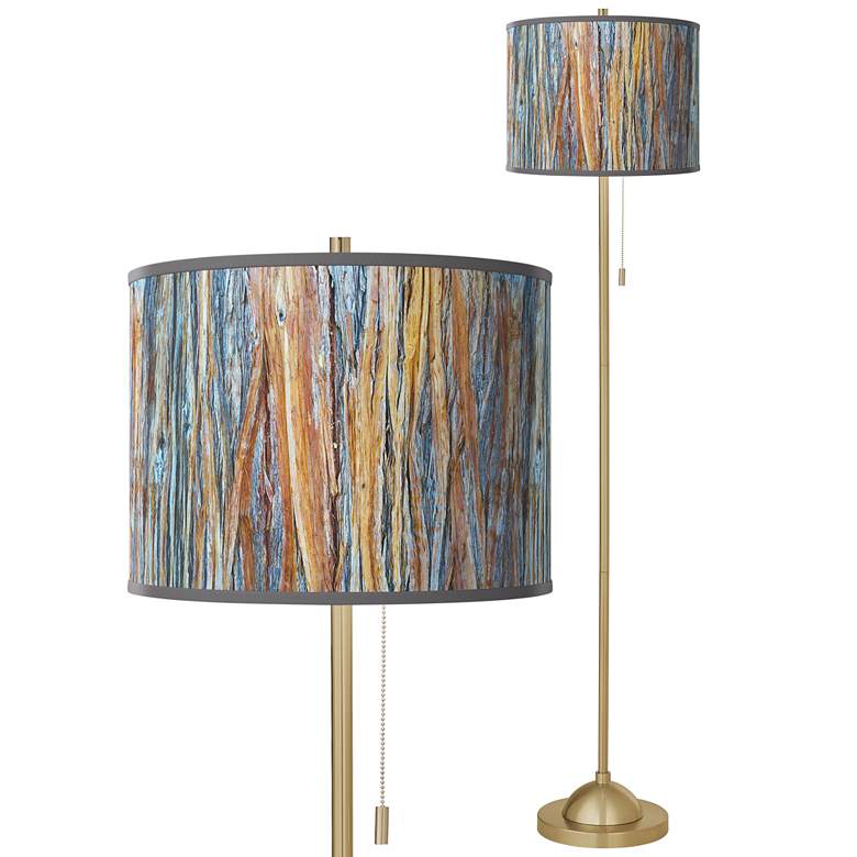 Image 1 Giclee Glow 62 inch Striking Bark Shade Warm Gold Stick Floor Lamp