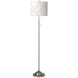 Giclee Glow 62&quot; Windflowers Shade Brushed Nickel Pull Chain Floor Lamp