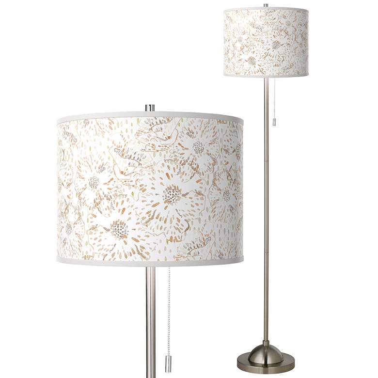 Giclee Glow 62" Windflowers Shade Brushed Nickel Pull Chain Floor Lamp ...