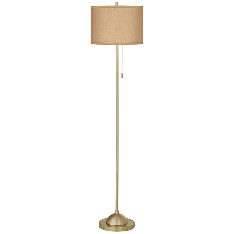 Image 2 Giclee Glow 62" Woven Burlap Shade Warm Gold Stick Floor Lamp