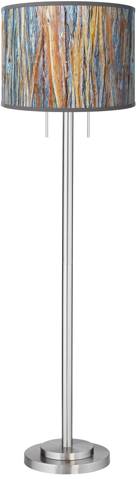 Giclee Glow 63" 2-Light Striking Bark Shade Nickel Modern Floor Lamp