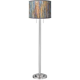Image2 of Giclee Glow 63" 2-Light Striking Bark Shade Nickel Modern Floor Lamp
