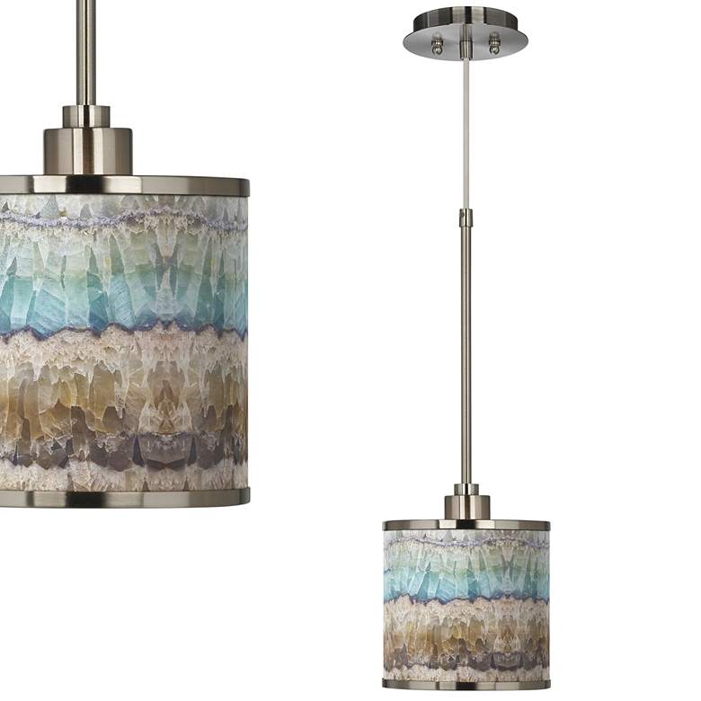 Image 1 Giclee Glow 7" Marble Jewel Pattern Shade Modern Mini Pendant Light