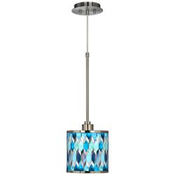 Giclee Glow 7" Wide Blue Tiffany-Style Giclee Glow Mini Pendant Light