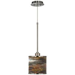 Giclee Glow 7" Wide Embracing Change Shade Nickel Mini Pendant Light