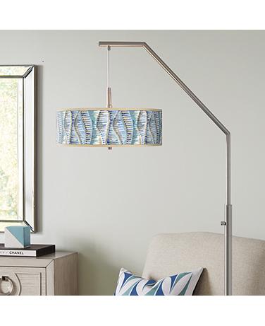 Giclee Glow 71 1/2" High Siren Pattern Giclee Shade Arc Floor Lamp