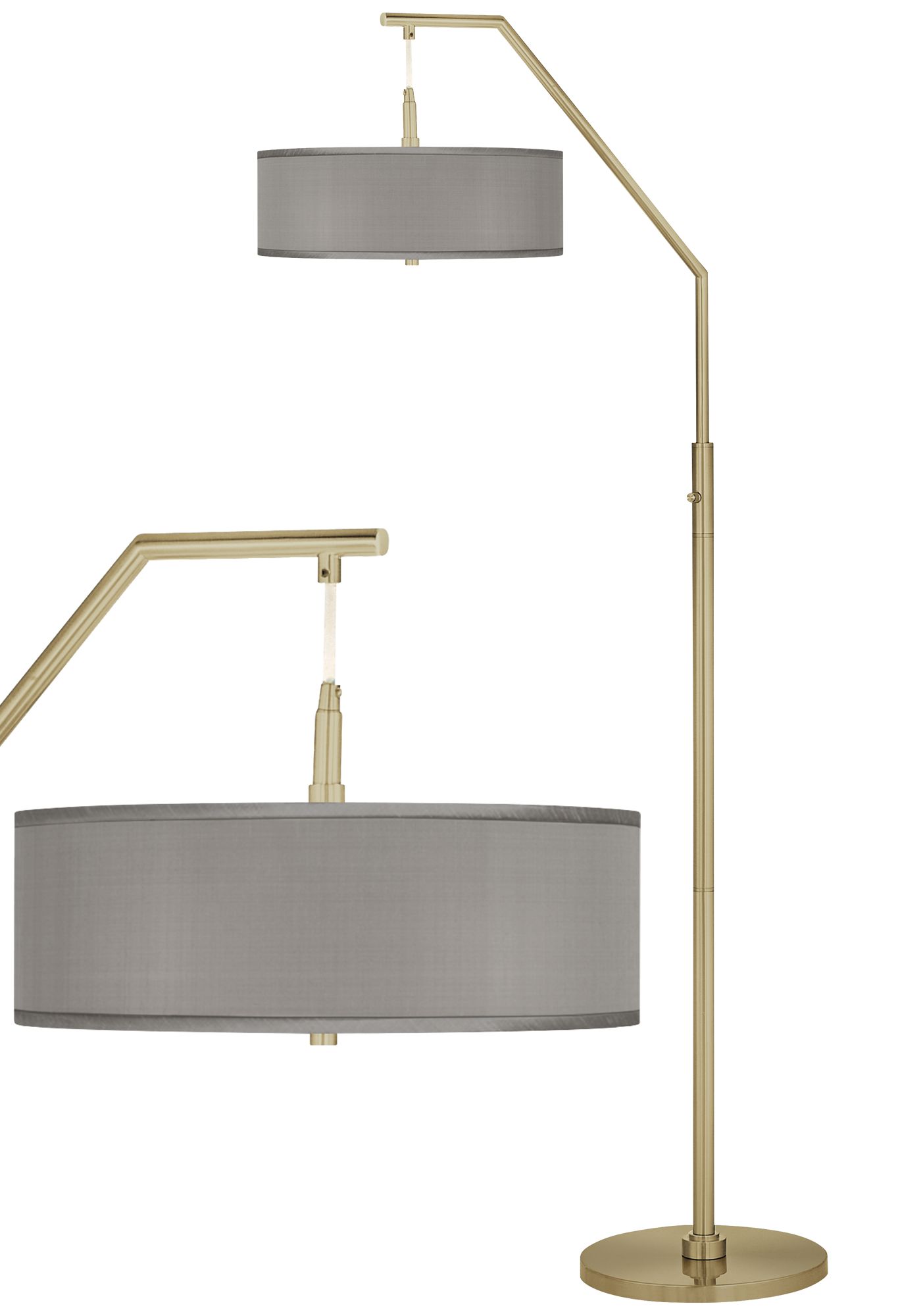 Image Giclee Glow 71 1/2" Gray Faux Silk Giclee Warm Gold Arc Floor Lamp