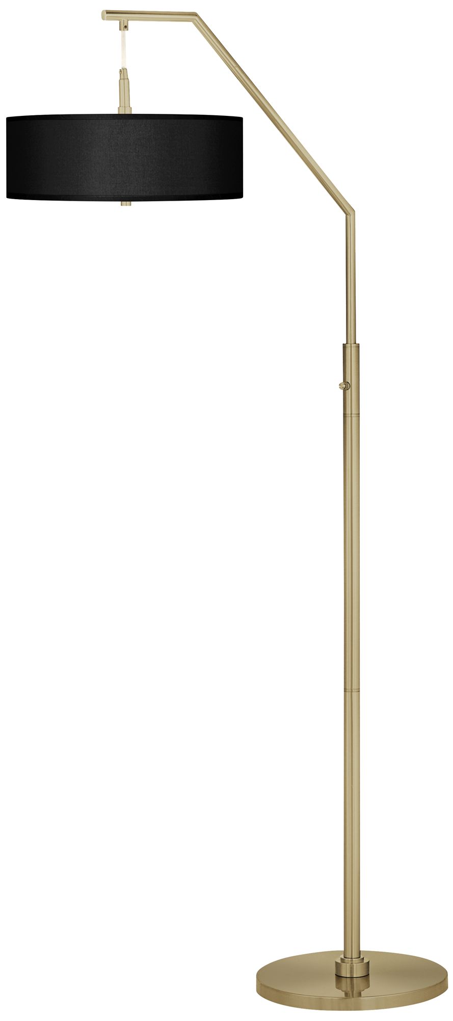 Giclee Glow 71 1/2" High Black Faux Silk Shade Gold Arc Floor Lamp