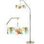 Giclee Glow 71 1/2" High Island Floral Shade Arc Floor Lamp