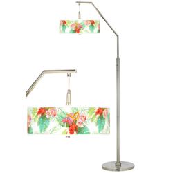 Giclee Glow 71 1/2&quot; High Island Floral Shade Arc Floor Lamp
