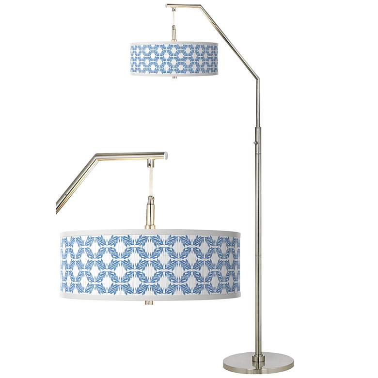 Image 1 Giclee Glow 71 1/2" High Leaf Symmetry Pattern Shade Arc Floor Lamp