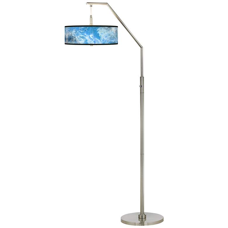 Image 2 Giclee Glow 71 1/2" High Ultrablue Pattern Giclee Shade Arc Floor Lamp